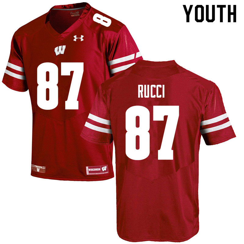 Youth #87 Hayden Rucci Wisconsin Badgers College Football Jerseys Sale-Red - Click Image to Close
